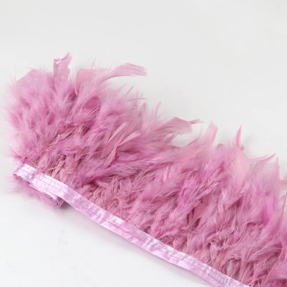 1Meters Natural Turkey Feathers Trim Height 10-15Cm Wedding Clothing Dress Decoration Diy Feather Ribbon Sewing Crafts