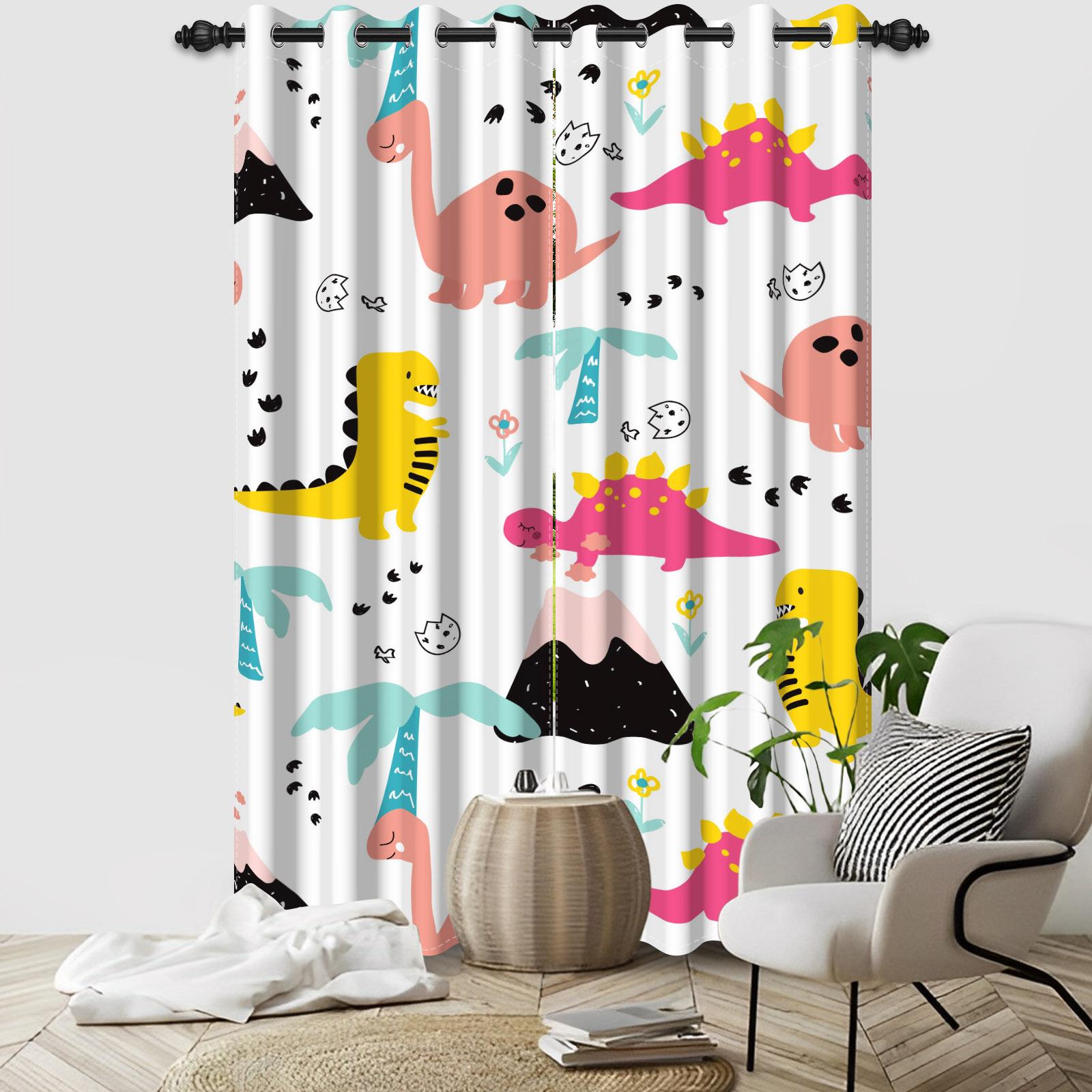 

Cartoon Pattern Blackout Curtains 2Pcs Educational Fun Design For Children S Room Living Room Bedroom Window Decor Grommet Top 53x115cm 2pcs&Grommet Top