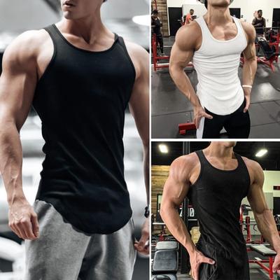 Herren Sommer Unterhemd Rundhals Ärmellos Slim Fit Tank Tops Breite Schultergurte Gerippt Einfarbig Lässige Sportweste Schnelltrocknend Fitness Top