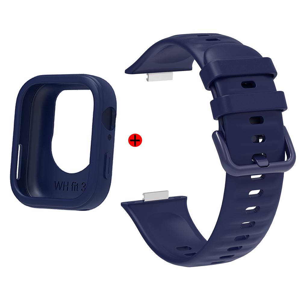 For Huawei Watch Fit 3 Strap Silicone Watchband and Watch Case Replacement Durable and Adjustable Wristband 2-in-1