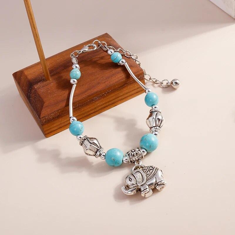 Tenande 2 Color Vintage Natural Stone Beads Hamsa Hand Evil Eye Bracelets & Bangles for Women Jewelry Bohemian Maxi Bijoux