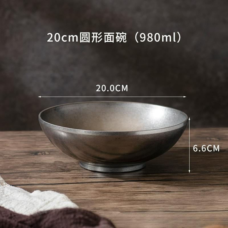 18-24cm Vintage Stainless Steel Ramen Bowl Snowflake Gray Tableware Rice Bowls Restaurant Household Kitchen Soup Bowl New