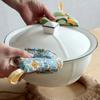 Anti-Scalding Pot Lid Knob Cover Floral Print Pot Hat Cover  For Casserole Iron Pot