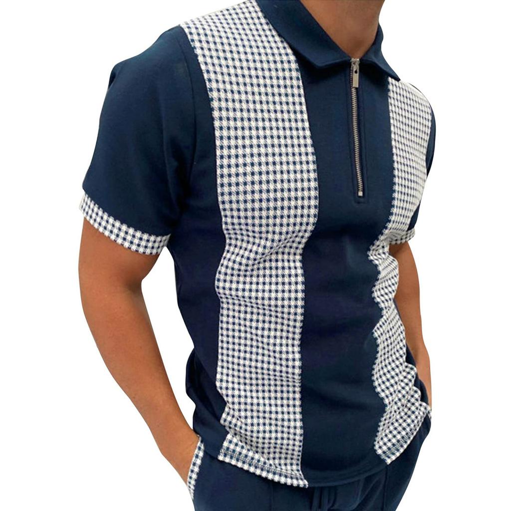 Men's Shirt Golf Shirt Retro Color Contrast Outdoor Street Short Sleeves Button-Down Print Clothing Apparel Fashion Designer Casual Breathable