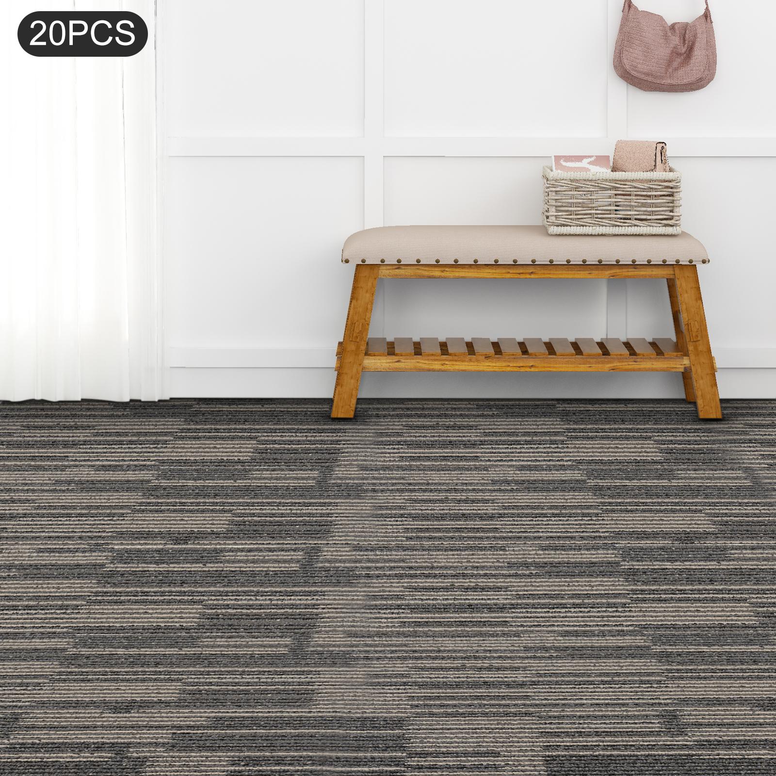 

20PCS Dark Grey Square Carpet Tiles, 20x20In Interlocking Floor Mats, 5.5mm Thick Washable & Durable Carpet for Office, Gym Use темно серый