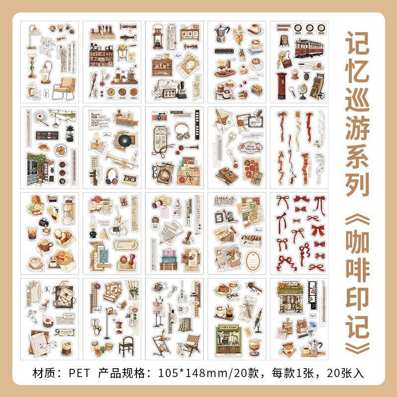 20pcs/lot Kawaii Scrapbook Stickers Memory Voyage DIY Journaling Scrapbooking Supplies Decorative Stationery Sticker