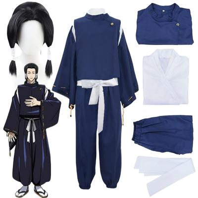 Anime Jujutsu Kaisen Noritoshi Kamo Cosplay Czarna Peruka z Niebieskim Płaszczem Kimono Strój Halloween Karnawał Impreza Kostiumy
