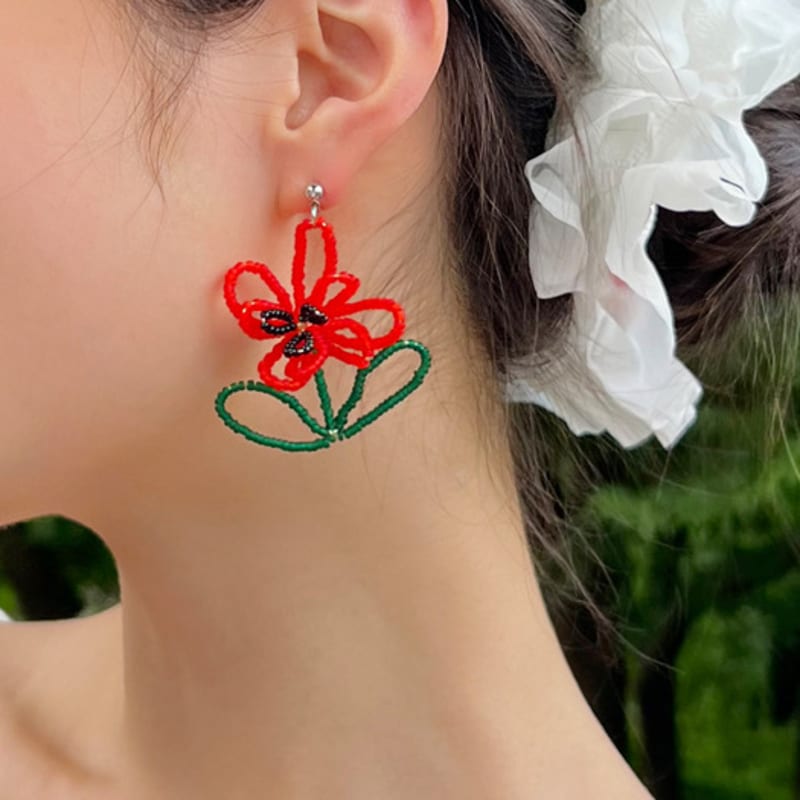 FANTASTIC PLANET red big flower earrings