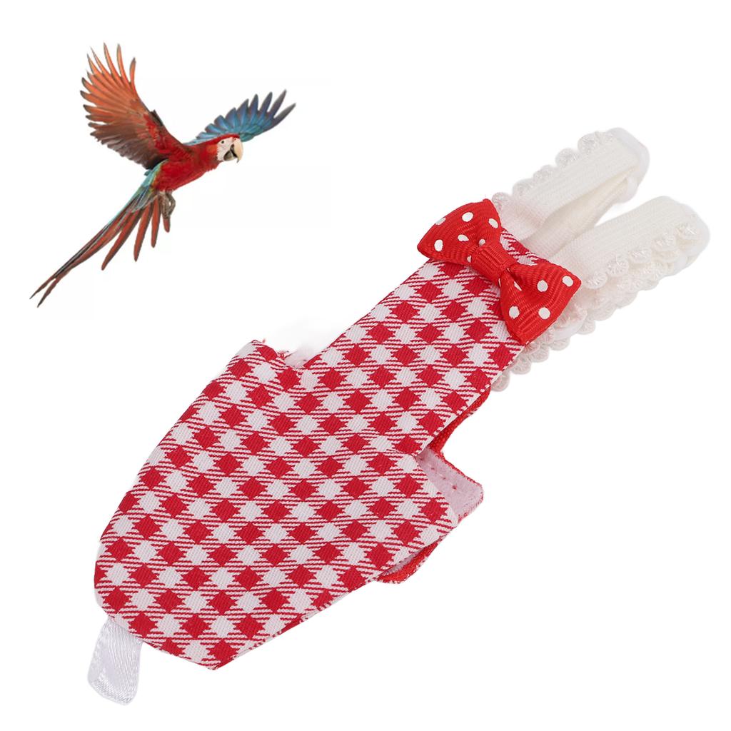 Bird Diaper Red Grid Pattern Parrots Suit for Macaw Budgies Parakeet