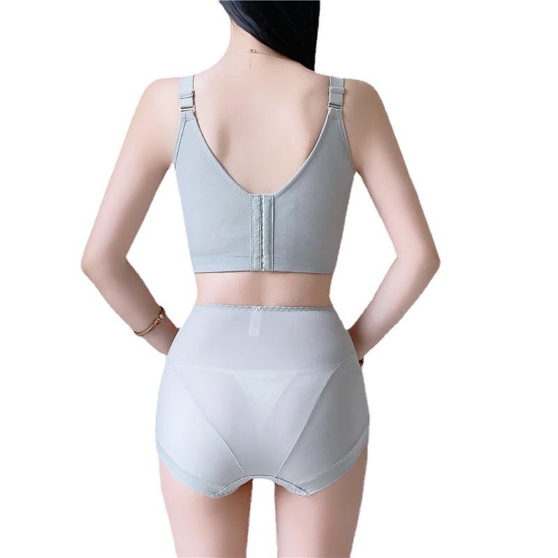 Adjustable underwear soft steel ring gathering upper support bra seaweed thousand-dimensional six-breasted bra anti-sagging spring shaping