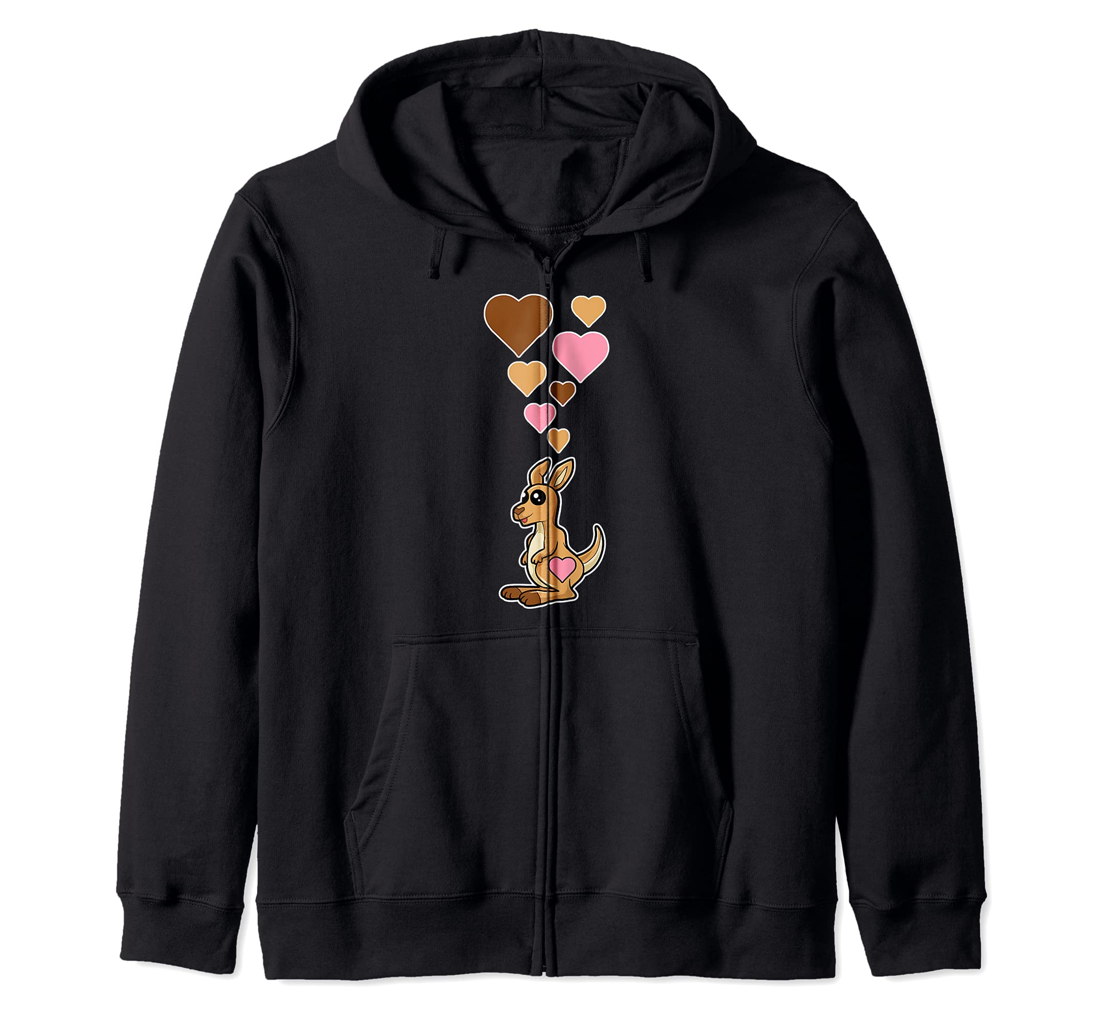 

Cute Kangaroo With Hearts Zip Hoodie with Hearts Cute Kangaroo - чёрный
