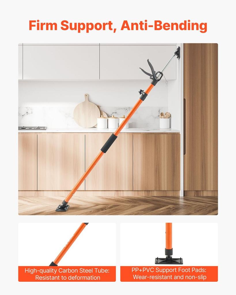 Cabinet Jack Support Pole, 8-Pack, 116-290 Cm Steel Telescopic Quick Support Rod, Adjustable 3rd Hand System Up To 70 Kg Capacity for Installing