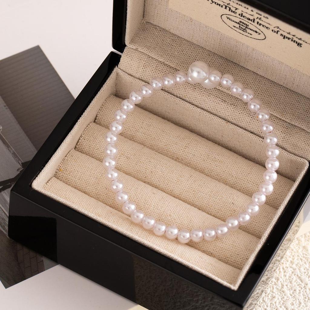 Korean Simple Versatile Beaded Pearl Bracelet for Women - Adjustable Baroque Style