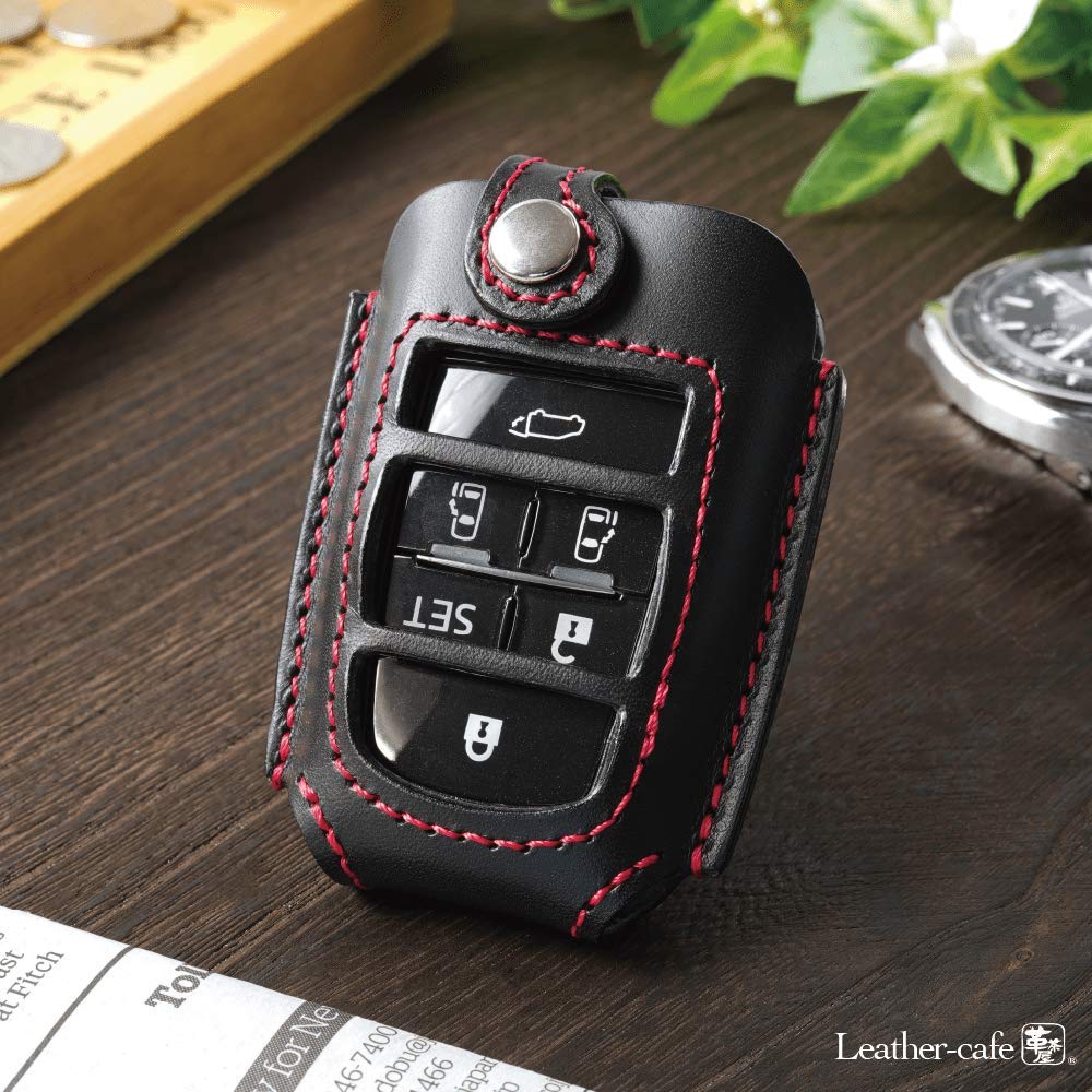 Genuine Leather Smart Key Case for Toyota Compatible with and Voxy [Kecha-ya] Alphard, Vellfire, Noah, (toyot@a-av6B) (Wine/Beige)