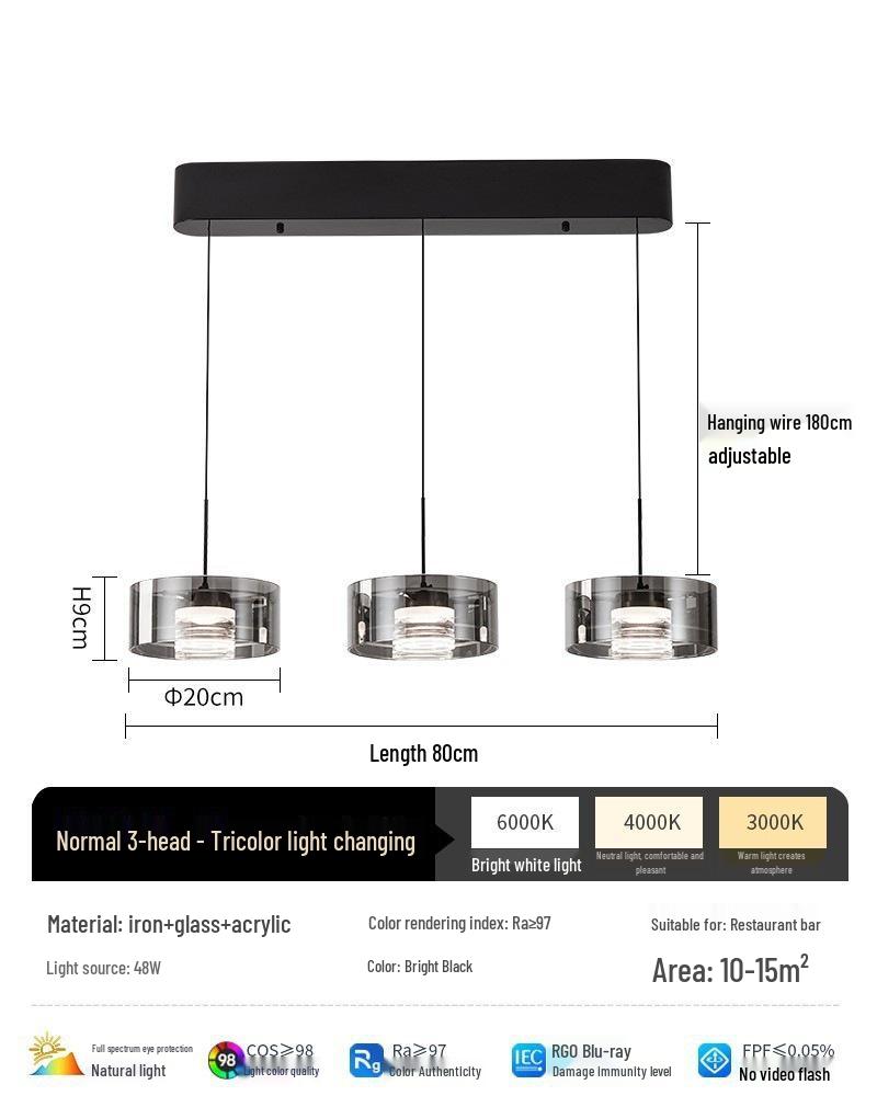 2025 Modern Minimalist Glass Pendant Light with Adjustable Height for Dining Table or Bar