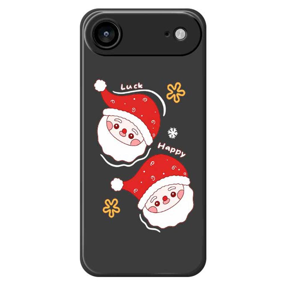 

For iPhone 17 Air Case Cute Santa Claus Pattern Printing Straight Edge TPU Phone Back Cover Black