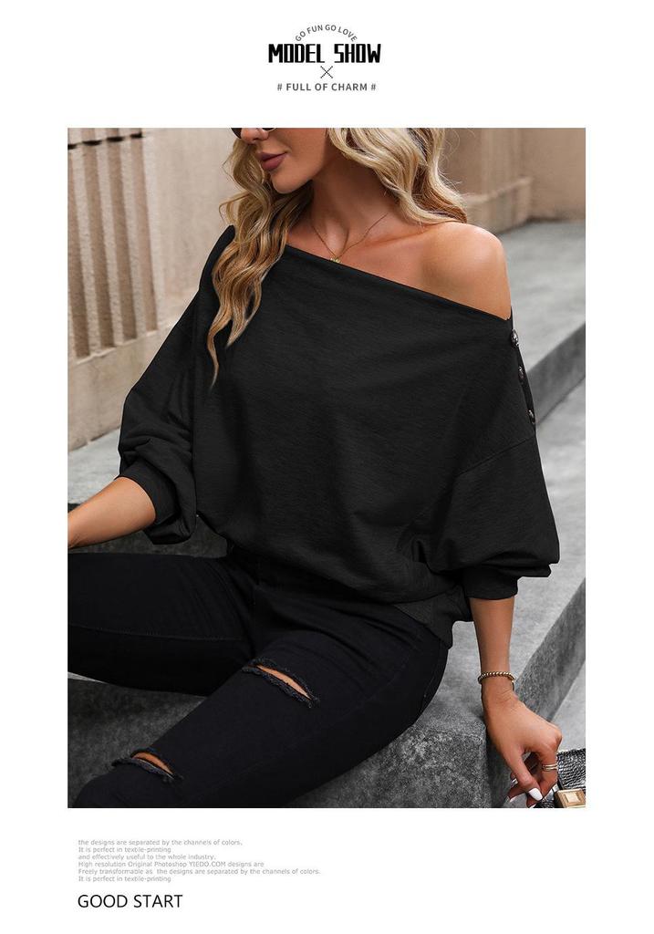 Autumn/Winter Women's Off-Shoulder Loose Casual Long Sleeve Sweatshirt
