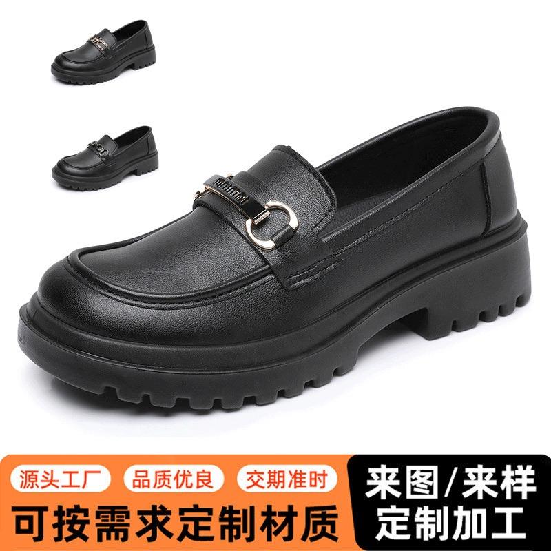 Women's spring new thick-soled small leather shoes Women's soft-soled one-pedal casual versatile leather shoes