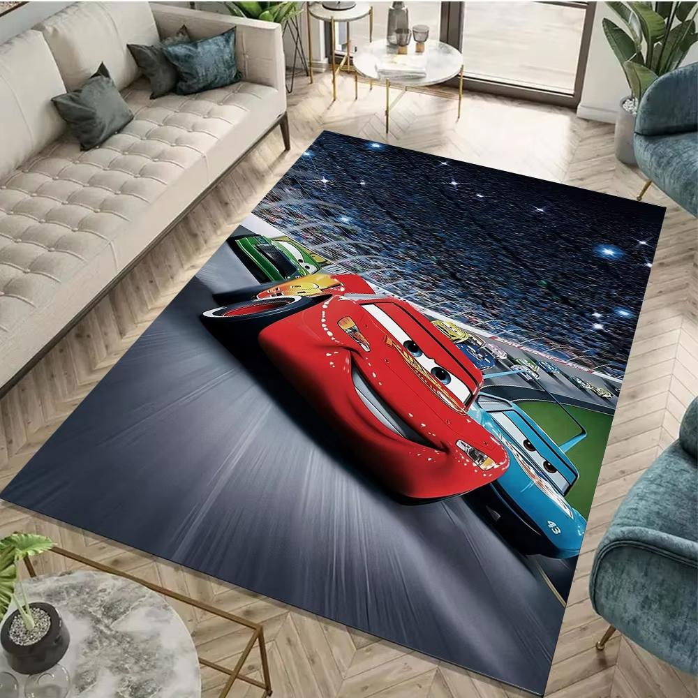 Cars Lightning McQueen Themed Rug Vibrant Race Car Floor Mat for Boys Room Bedroom Playroom Energetic Decor Carpet