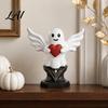 Decorative Sculpture for Office Angel Ghost Statue Smiling Holding Heart Figurine Cute Romantic Valentine Day Gift Halloween Valentine's Home Table