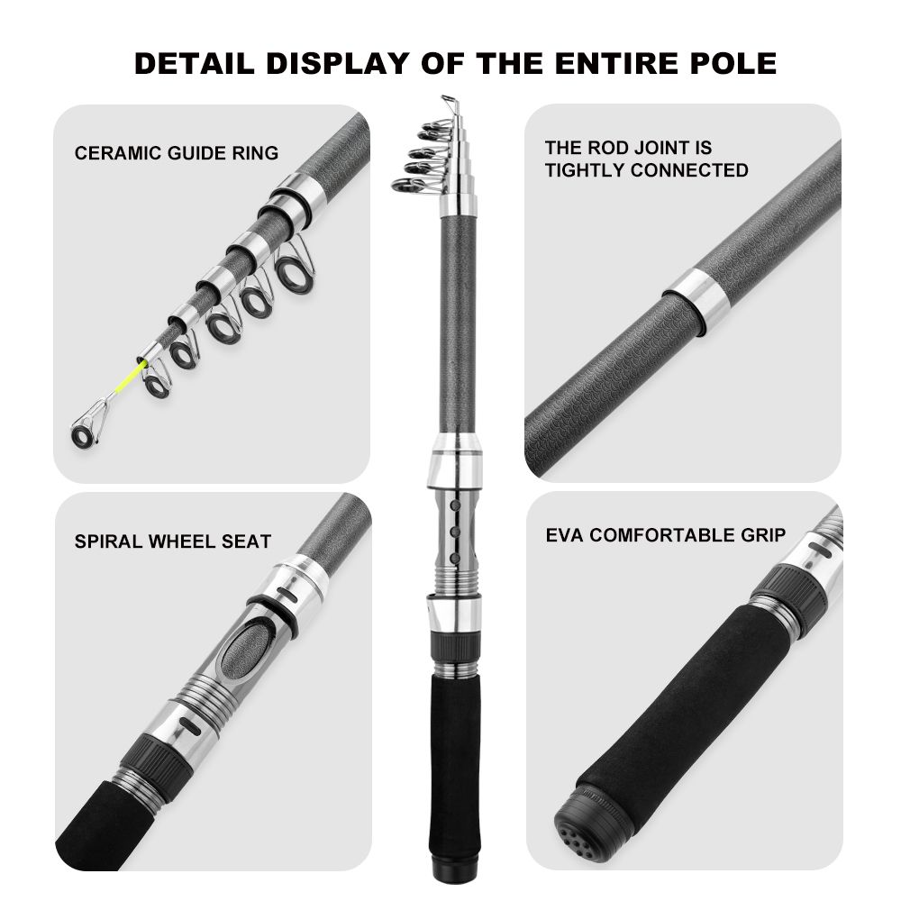 Lightweight Telescopic Carbon Fiber Spinning Fishing Rod 2.1m/2.4m/2.7m/3.0m/3.6m  for Trout, Carp, Perch – Fishing Tackle