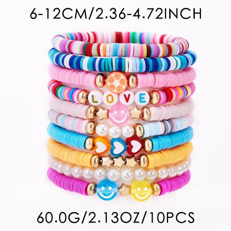 Color soft pottery bracelet set smiley face love pearl letter couple girlfriend friendship jewelry