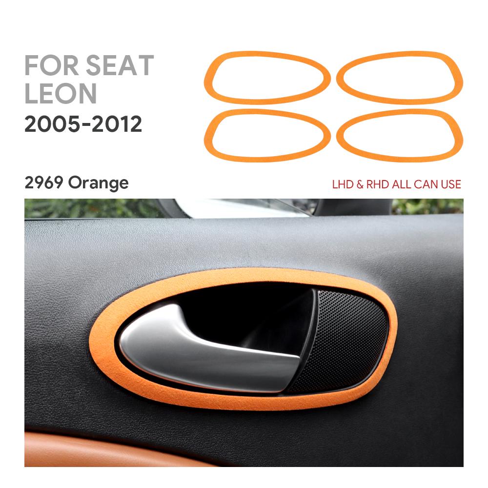 

Top Suede Trim Sticker For Seat Leon 2005 2006 2007 2008 2009 2010 2011 2012 LHD RHD Car Door Handle Switch Interior Accessories помаранчевий