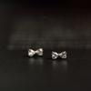 925 Sterling Silver Plating 14k Gold Inlaid Crystal Simple Bow Earrings Women Small Cute Student Girlfriends Jewelry Accessories