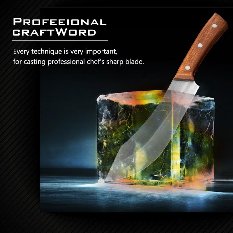 7 Inch Chef Knife Stainless Steel Knife Vegetable Meat Cleaver Slicing Knife Sharp Kitchen Knife Comfortable Handle