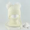 2Pcs/Set Children Winter Hat Scarf Set Plush Ball Decor Solid Color Plush Lining Knitting Hat Warm Neckerchief Set