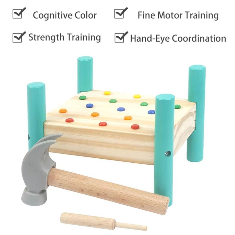 Montessori Knock Nails Tool Toy Wood Baby Hammer Hit Wooden Toys Children Strength Training