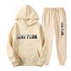 New Fleece Women's Casual Sportswear Hooded Sweatshirt Two-piece Set Casual Set European and American Trendy Brand Men's Loose Fit