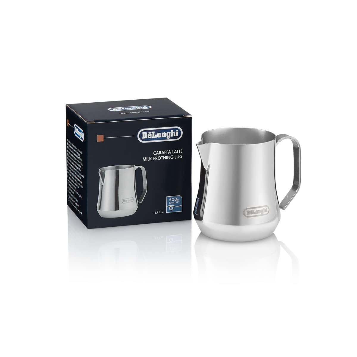 

DeLonghi Stainless Steel Milk Jug, 500ml, Silver, DLSC069