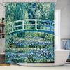 Artistic Water Garden Shower Curtain High-Quality Blue Bridge Design for Bathroom Decorations