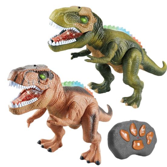 Remote Control Dinosaur Toy with Light Sound Movable Mouth Roaring Walking Tyrannosaurus Rex Figure Toddlers Boys Girls Simulated Dino Model Toy