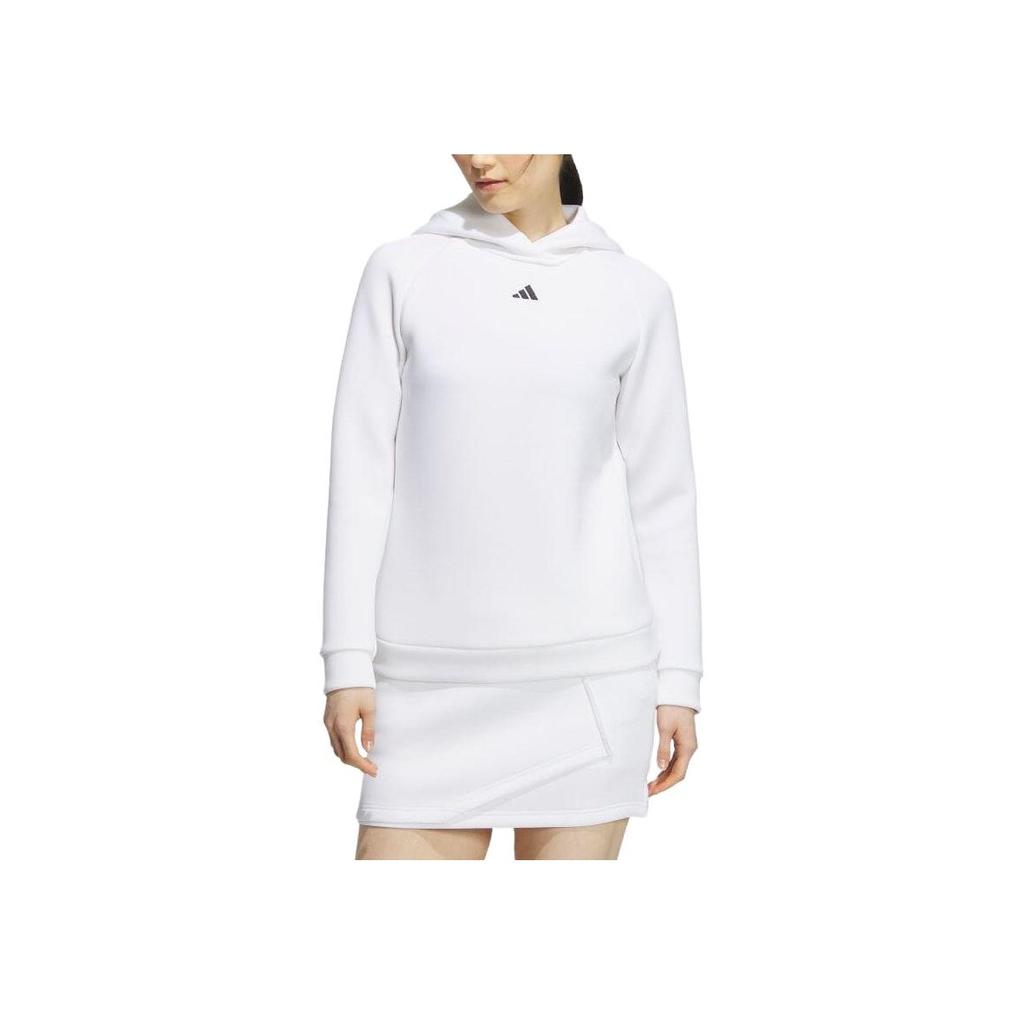 Adidas Solid Color Fitted Long Sleeve Hoodie Women Tops White HY0905