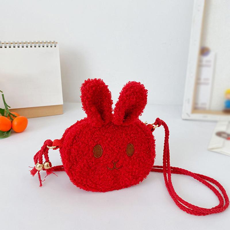 Children's Cute Plush Bunny Bag Girls Waist Bag Gradient Color Chest Bags Autumn winter Child Waist Belt Bag Cartoons Purse