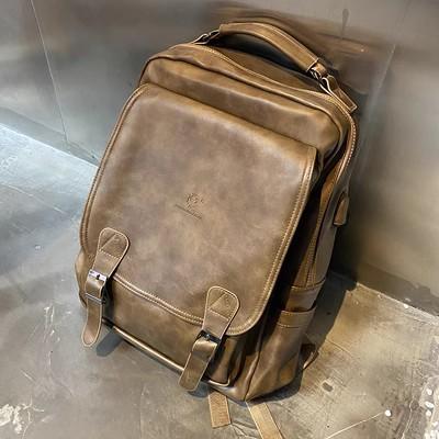 Zaino da Uomo in Pelle Zaino da Viaggio Vintage da Uomo Zaino da Campeggio Borsa da Lavoro Ufficio Borsa a Tracolla per Laptop