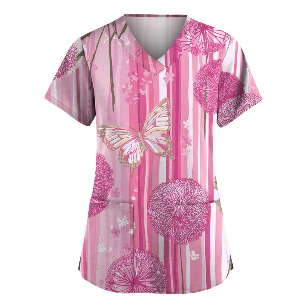 Salopetă de modă pentru femei cu mânecă scurtă și decolteu în V, cu buzunare, topuri imprimate, haine