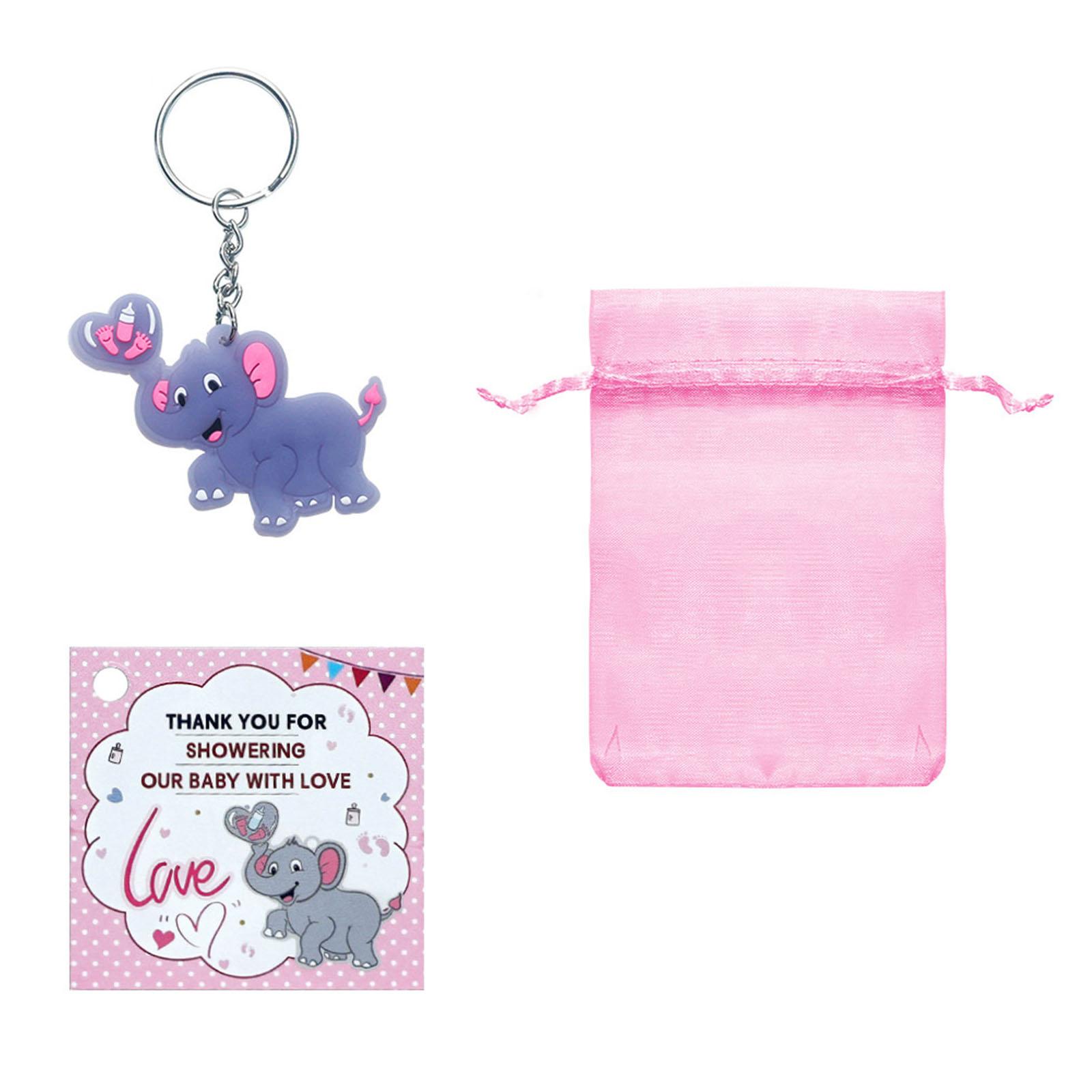 Брелки в виде слонов оптом 24 шт. Украшения для детского душа с мешочком из органзы — фото 4