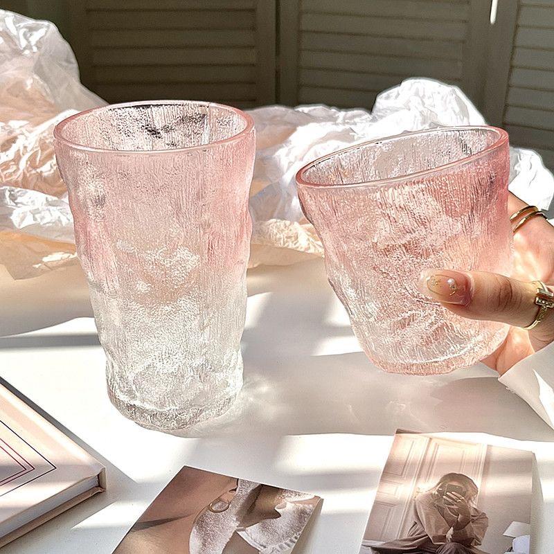 285ml/380ml Cocktail Glass Home Juice Tea Beverage Mugs Pink Glacier Cup Trendy Personalized Wine Glasses Lemon Soda Water Cup