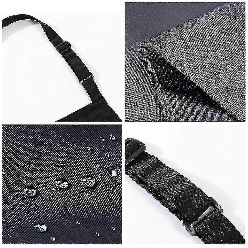 3 pieces of adjustable aprons with pockets, cooking aprons, kitchen aprons, kitchen aprons, used in kitchens, restaurants, and cafes (black, cotton) 2