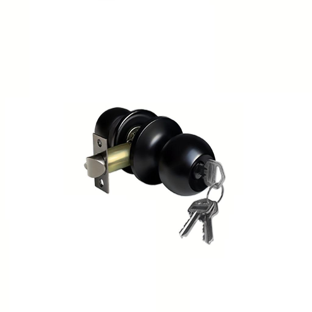 

1 шт. Матово-черные круглые шарообразные дверные ручки с замком на ключ - Идеально подходят для спальни, ванной комнаты и входных дверей - Внутренняя/внешняя дверная ручка