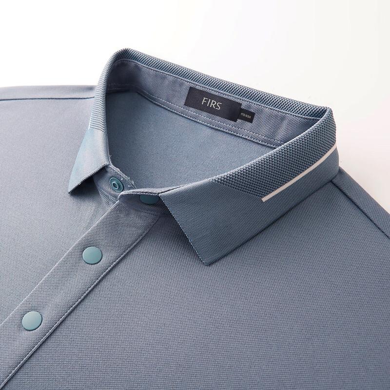 FIRS Men's Wool & Silk Blend Thickened Brushed Long Sleeve Polo Shirt