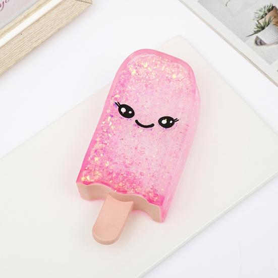 1/4Pcs Ice Stick Stress Relief Toy Smiling Ice Cream Squeeze Toy Slow Rising Clear Glitter Ice Stick Fidget Toy Decompression Relaxation Tool