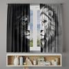 2pc Lion Print Pattern Curtains   Suitable for Bedroom   Living Room   Kitchen Curtains   Machine Washable Polyester