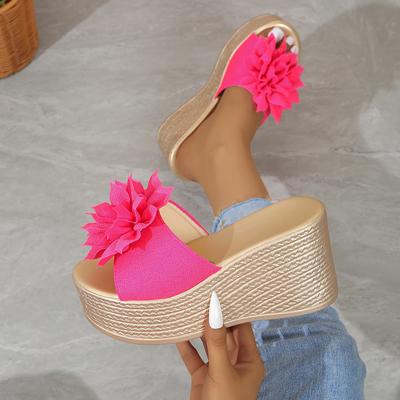 Mode Damen Sandalen Sommer Offene Zehenpartie Hohe Absätze Keile Plateau Sandalias Blumen Design Damen Sandalen Sandalias Mujer