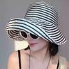 2025Simple Foldable Summer Striped Fisherman's Hat Fashionable Vacation Beach Hat Brimmed Wide G0U7
