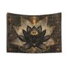 1 Black Lotus Sacred Geometry Tapestry Single Sided Polyester Wall Tapestry Bedroom Living Room Spiritual Decor Mysterious Gift