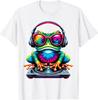 Tiedye Cool Dj Frog Peace Sign Hippie Frog With Headphones Tshirt Graphic T Shirts Lightweight Short Sleeve Unisex